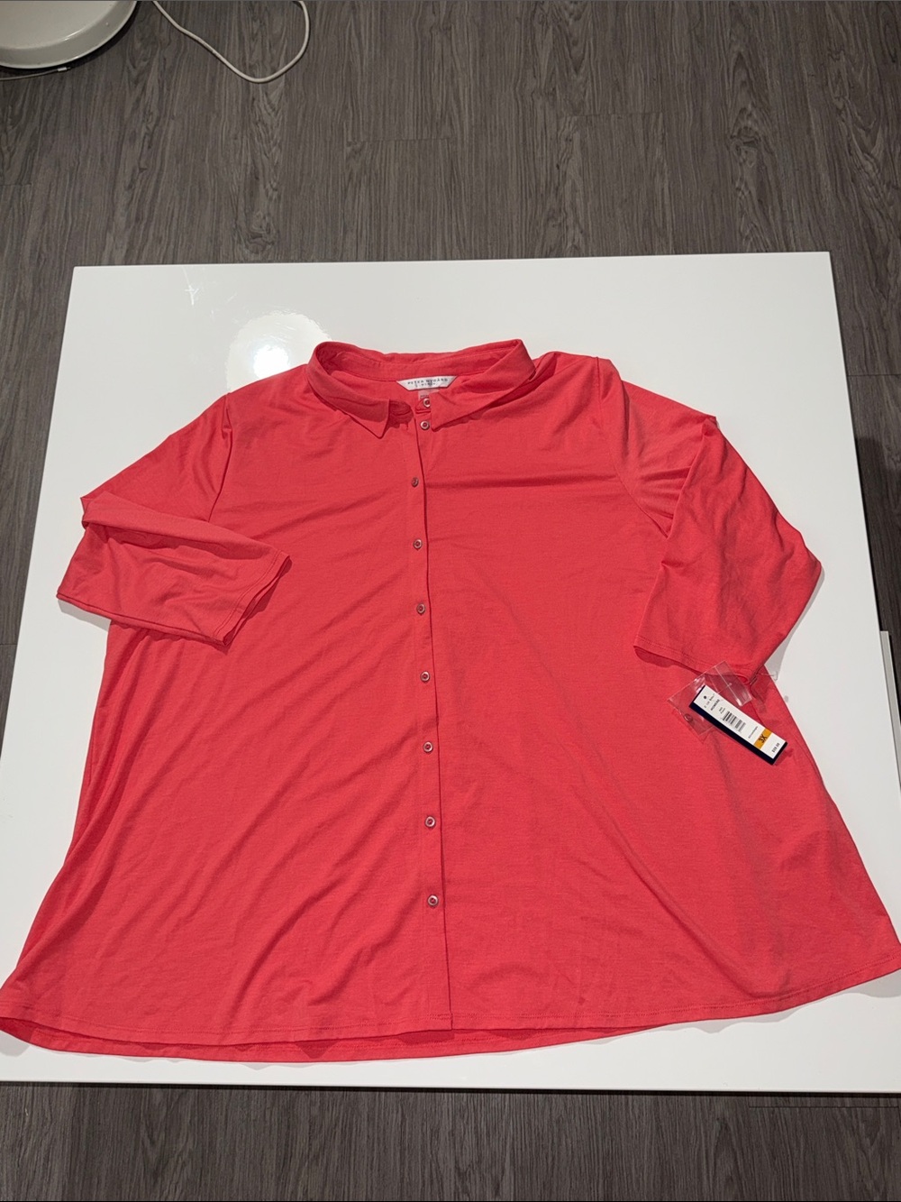Peter Nygard Blouse Womens Small Collar Button Front 3/4 Sleeve Peach Size 3X